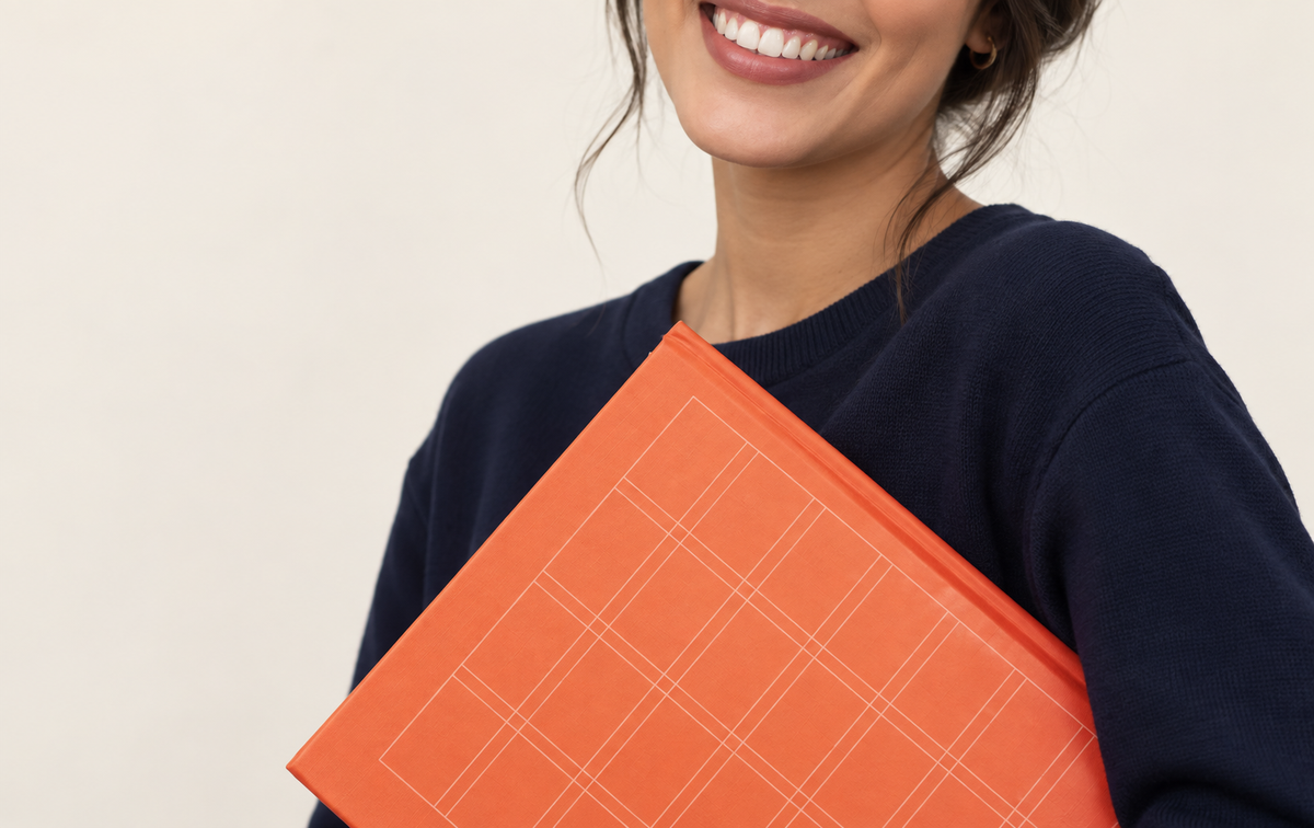 Woman holding a book