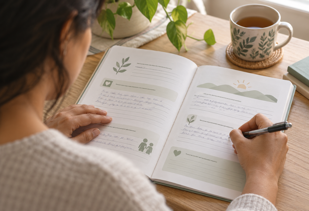 Pen writing in a workbook